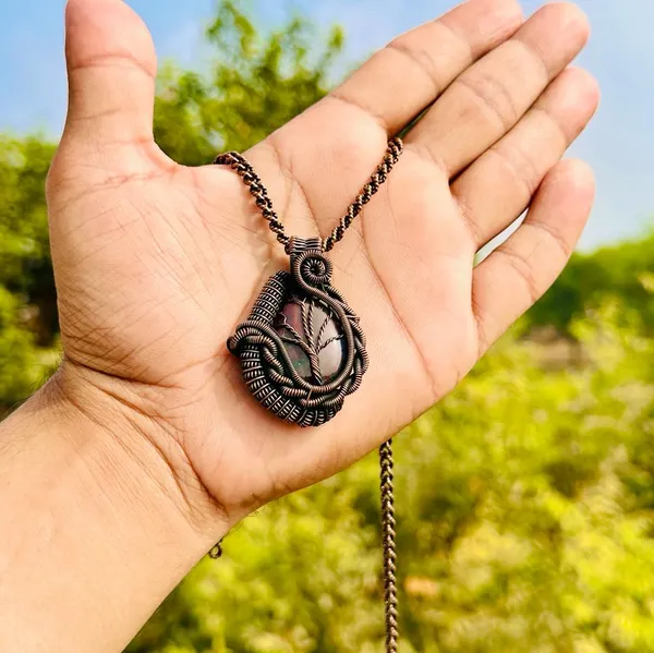 Red_Bloodstone_Healing_Gemstone_Copper_Wire_Wrap_Black_Oxidised_Chain_Pendant_(1.96_Cm)