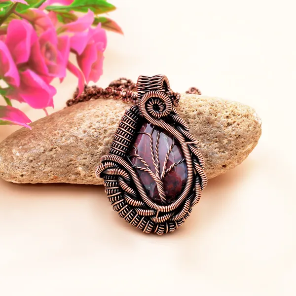 Red_Bloodstone_Healing_Gemstone_Copper_Wire_Wrap_Black_Oxidised_Chain_Pendant_(1.96_Cm)