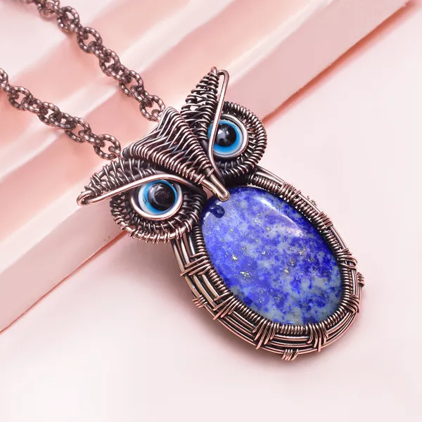 Blue_Lapis_Lazuli_Healing_Gemstone_Copper_Wire_Wrap_Black_Oxidised_Chain_Pendant_(1.77_Cm)