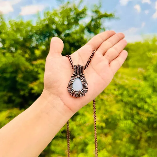 Blue_Angelite_Healing_Gemstone_Copper_Wire_Wrap_Black_Oxidised_Chain_Pendant_(1.77_Cm)