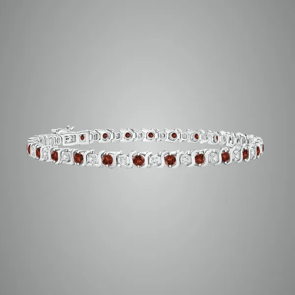 Red_Garnet_925_Sterling_Pure_Silver_S_Curl_Tennis_Bracelet