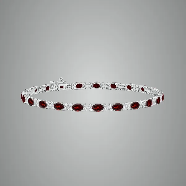Red_Garnet_925_Sterling_Pure_Silver_Tennis_Bracelet