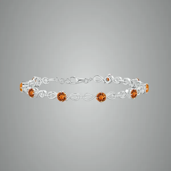Yellow_Citrine_925_Sterling_Pure_Silver_Infinity_Link_Bracelet