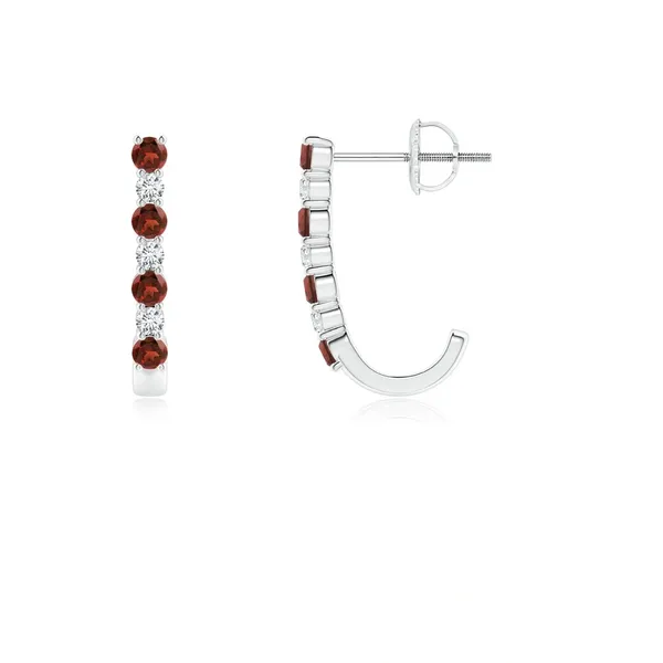Red_Garnet_925_Sterling_Silver_Prong_Set_J-Hoop_Earring