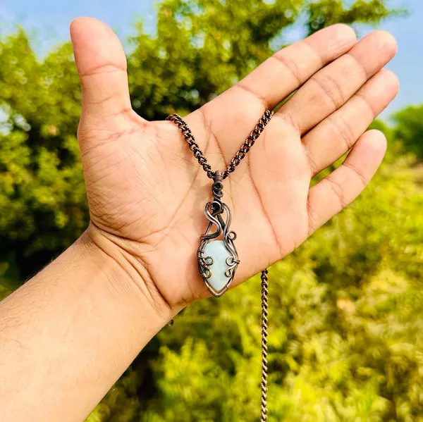Blue_Angelite_Healing_Gemstone_Copper_Wire_Wrap_Black_Oxidised_Chain_Pendant_(2.36_Cm)