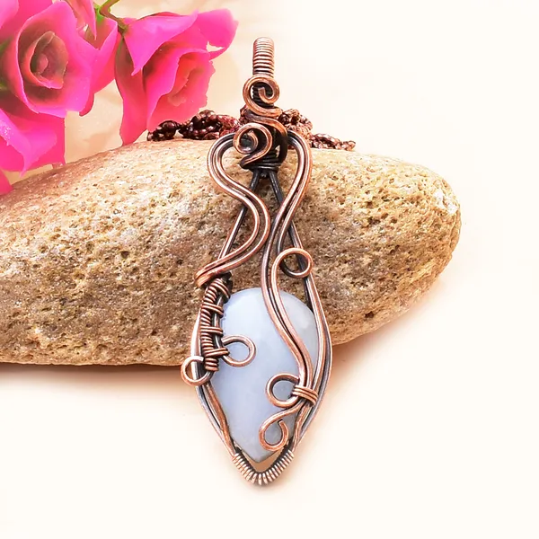 Blue_Angelite_Healing_Gemstone_Copper_Wire_Wrap_Black_Oxidised_Chain_Pendant_(2.36_Cm)