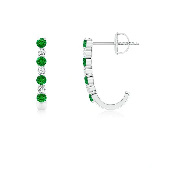 Green_Emerald_925_Sterling_Silver_Prong_Set_J-Hoop_Earring