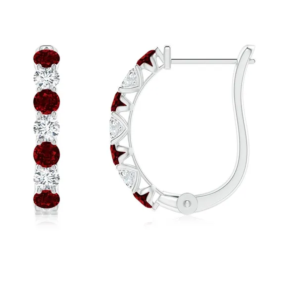 Red_Ruby_925_Sterling_Silver_Prong_Set_Hoop_Earring