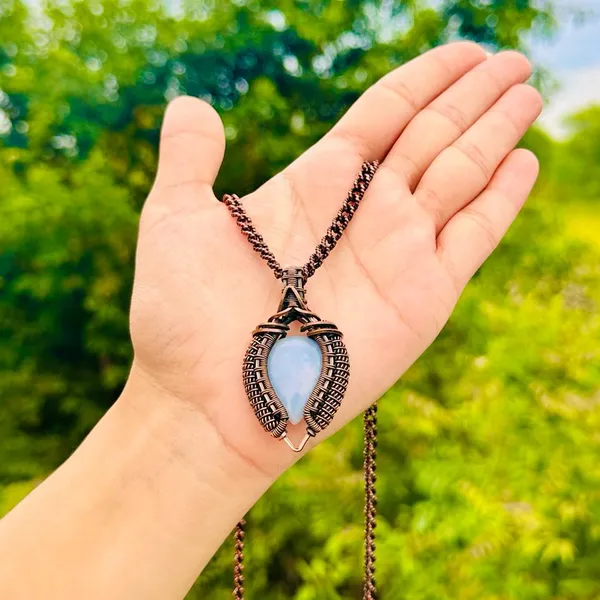 Blue_Angelite_Healing_Gemstone_Copper_Wire_Wrap_Black_Oxidised_Chain_Pendant_(2.16_Cm)