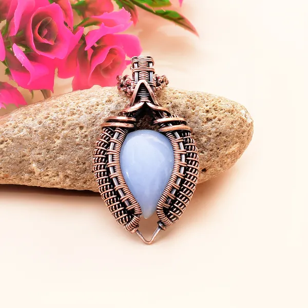 Blue_Angelite_Healing_Gemstone_Copper_Wire_Wrap_Black_Oxidised_Chain_Pendant_(2.16_Cm)