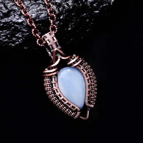 Blue_Angelite_Healing_Gemstone_Copper_Wire_Wrap_Black_Oxidised_Chain_Pendant_(2.16_Cm)