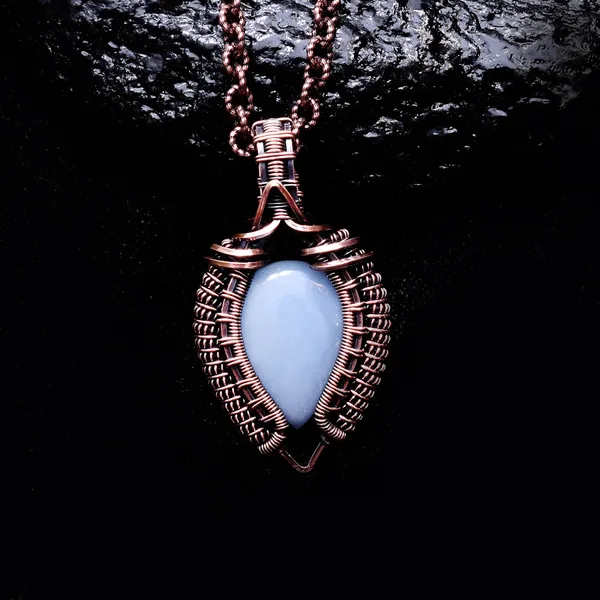 Blue_Angelite_Healing_Gemstone_Copper_Wire_Wrap_Black_Oxidised_Chain_Pendant_(2.16_Cm)