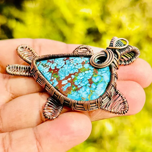 Blue_Turquoise_Healing_Gemstone_Copper_Wire_Wrap_Black_Oxidised_Chain_Pendant_(2.16_Cm)
