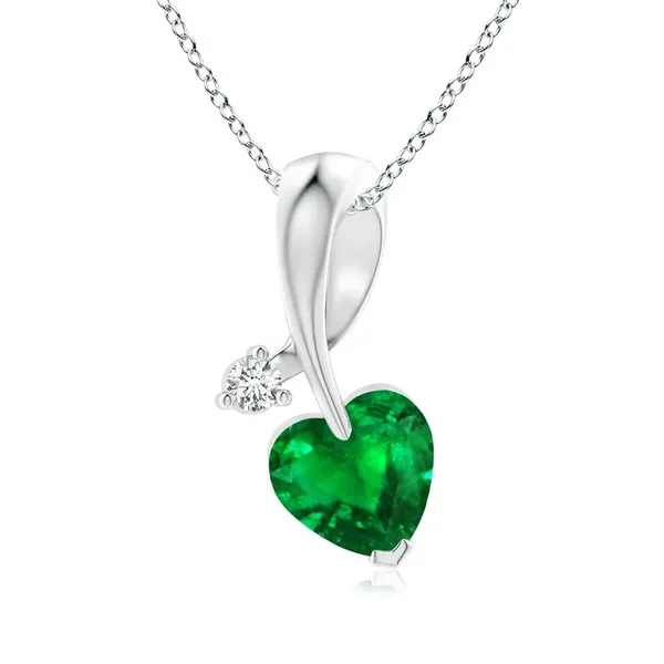 Green_Emerald_925_Pure_Sterling_Silver_Heart_Ribbon_Pendant