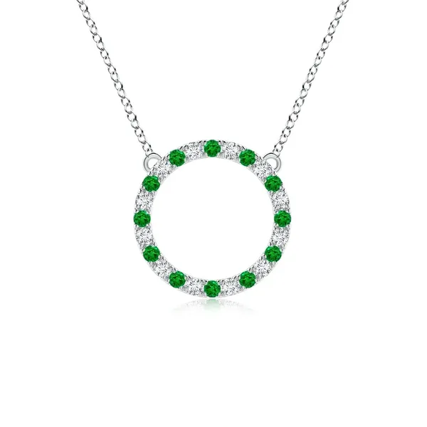 Green_Emerald_925_Pure_Silver_Open_Circle_Eternity_Necklace