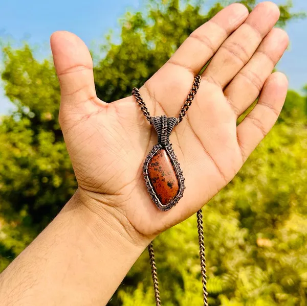Maroon_Mahogany_Jasper_Healing_Gemstone_Copper_Wire_Wrap_Black_Oxidised_Chain_Pendant_(2.55_Cm)