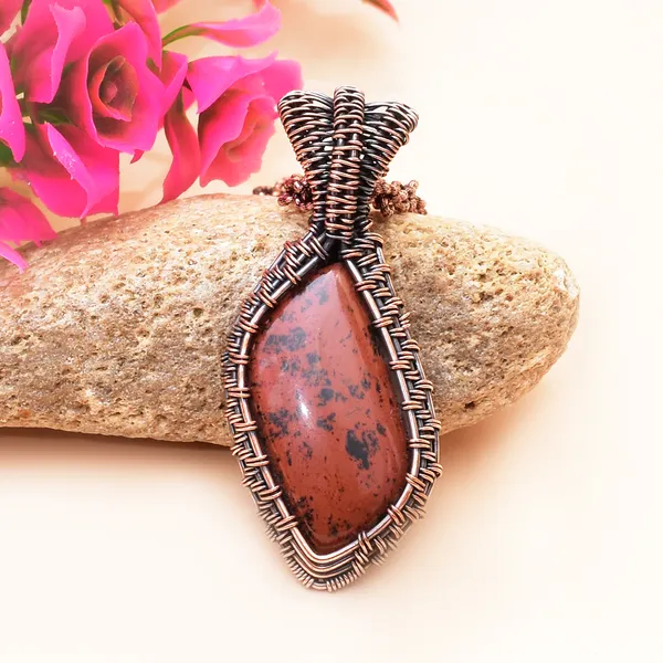 Maroon_Mahogany_Jasper_Healing_Gemstone_Copper_Wire_Wrap_Black_Oxidised_Chain_Pendant_(2.55_Cm)