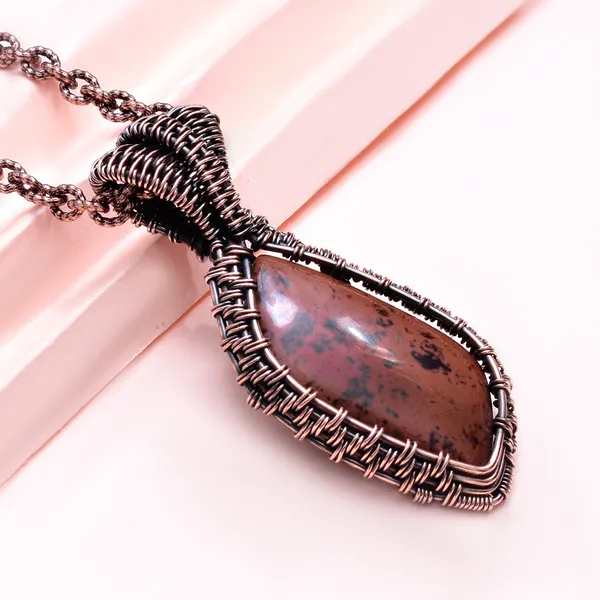 Maroon_Mahogany_Jasper_Healing_Gemstone_Copper_Wire_Wrap_Black_Oxidised_Chain_Pendant_(2.55_Cm)