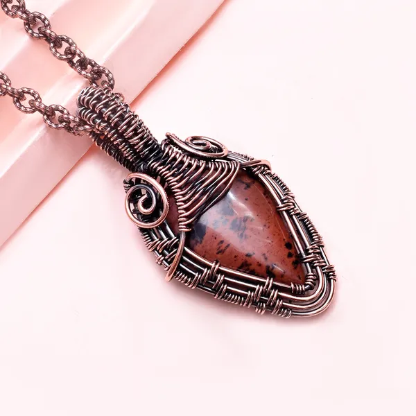 Maroon_Mahogany_Jasper_Healing_Gemstone_Copper_Wire_Wrap_Black_Oxidised_Chain_Pendant_(2.16_Cm)