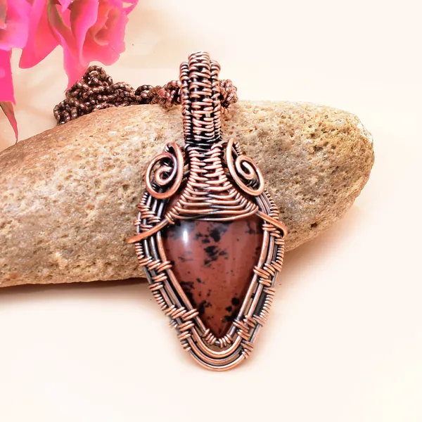 Maroon_Mahogany_Jasper_Healing_Gemstone_Copper_Wire_Wrap_Black_Oxidised_Chain_Pendant_(2.16_Cm)