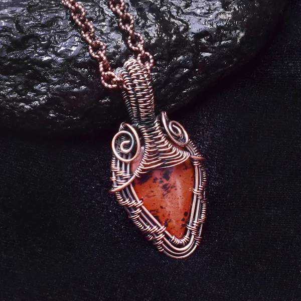 Maroon_Mahogany_Jasper_Healing_Gemstone_Copper_Wire_Wrap_Black_Oxidised_Chain_Pendant_(2.16_Cm)