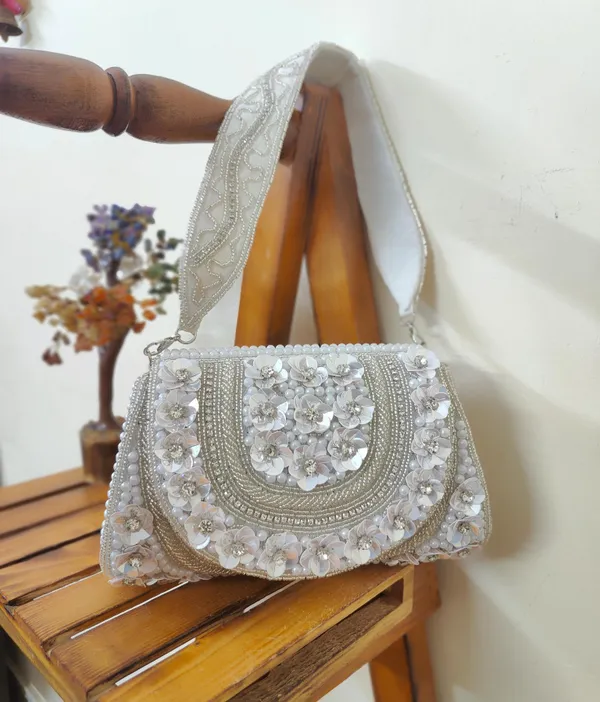 Silver_Elegant_Beaded_Clutch_With_Intricate_Floral_Embroidery,_Pearl_Accents,_Ornate_Strap,_Perfect_For_Evening_Events