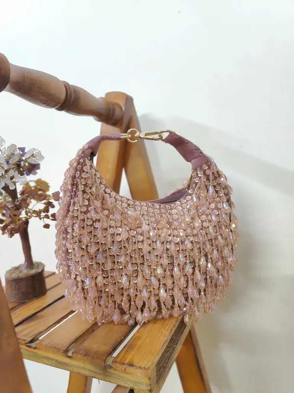Electric_Sapphire_Sequin_Mini_Shoulder_Bag_with_Glossy_Raindrop_Beads_and_Plush_Handle_Finish