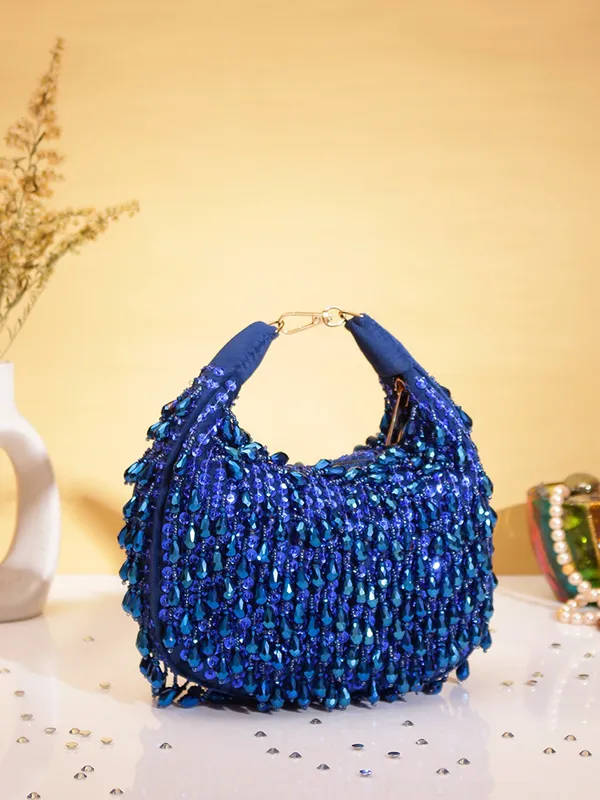 Electric_Sapphire_Sequin_Mini_Shoulder_Bag_with_Glossy_Raindrop_Beads_and_Plush_Handle_Finish