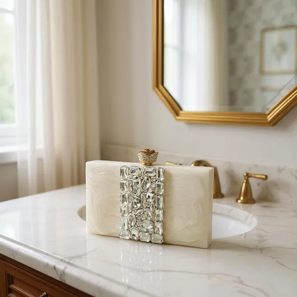 Ivory_Crystal_Box_Clutch_–_Handcrafted_Resin_Marble_with_Diamond_Cut_Stones