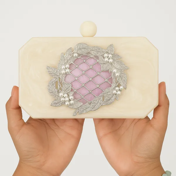 Ivory_Garden_Clutch__Pearl_Inlay_With_Silver_Floral_Embellishment