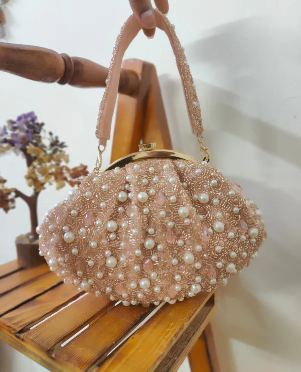 Multicolor_Garden_Bloom_Beaded_Clutch_With_Pearl_Accents,_Green_Crystal_Embroidery,_White_Handle,_Spring_Luxe_Statement