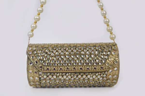 Gold_Tazmeena_Regal_Kundan_Clutch_Bag_With_Stone_Highlights_And_Luxe_Pearl_Strap