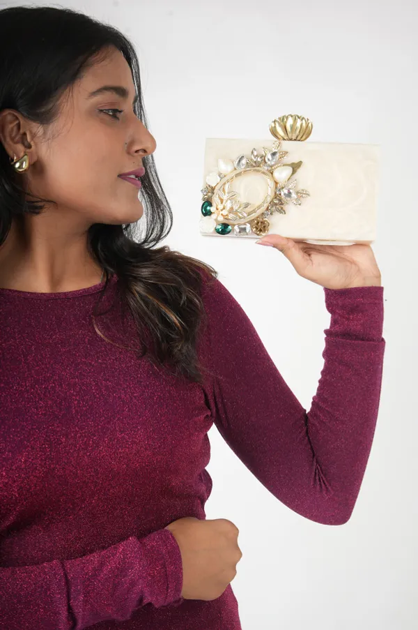 Ivory_Crystal_Embellished_Resin_Clutch_With_Velvet_Lining_For_Women