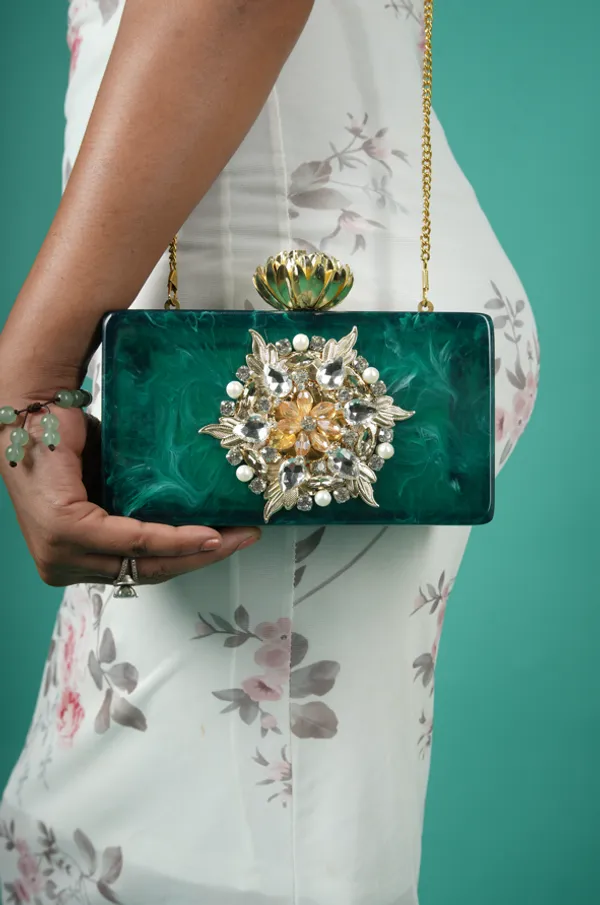 Green_Crystal_Embellished_Resin_Clutch_With_Velvet_Lining_For_Women