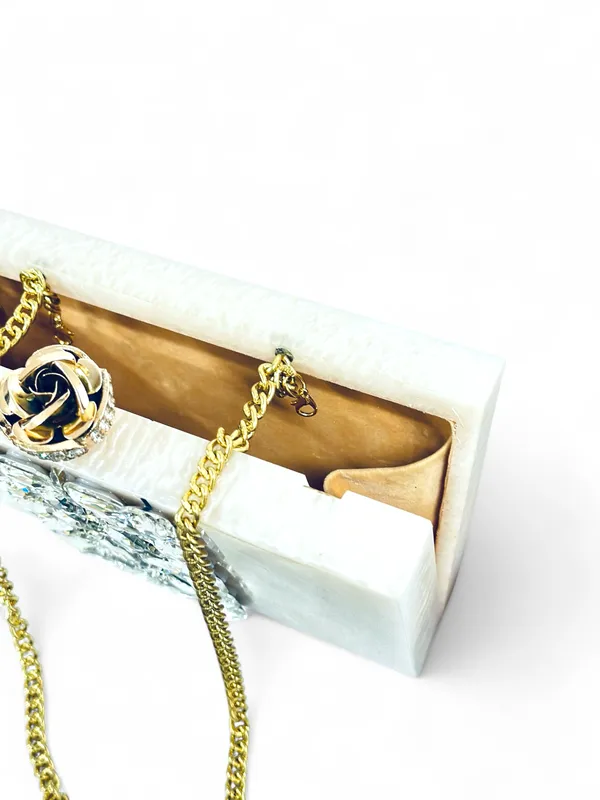 Ivory_Crystal_Box_Clutch_–_Handcrafted_Resin_Marble_with_Diamond_Cut_Stones