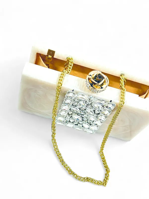 Ivory_Crystal_Box_Clutch_–_Handcrafted_Resin_Marble_with_Diamond_Cut_Stones