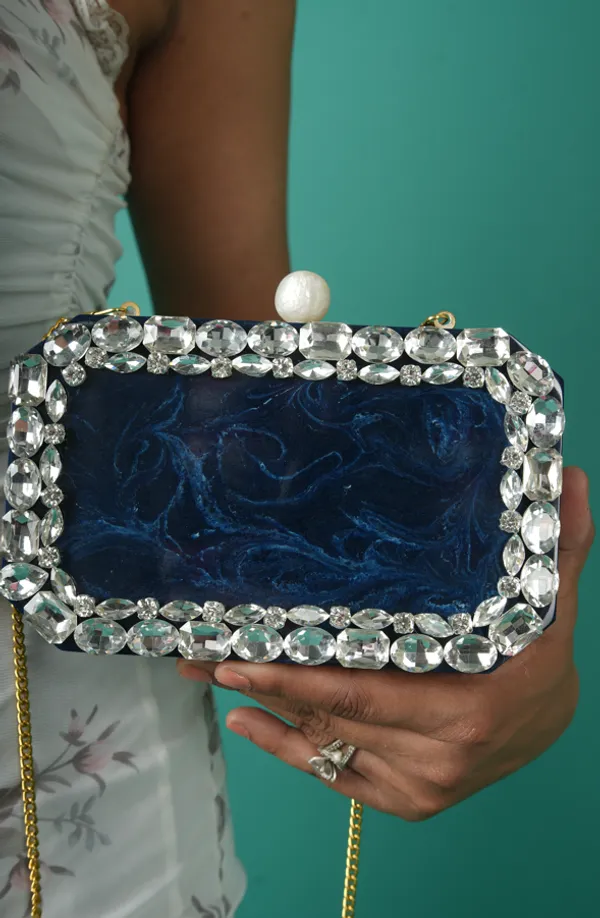 Royal_Blue_Clutch_Navy_Marbled_With_Crystal_Frame_&_Pearl_Clasp