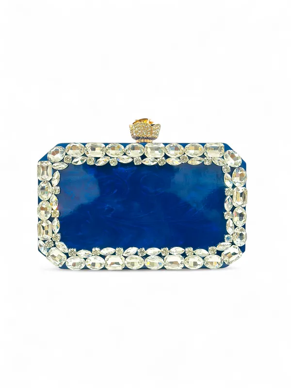 Royal_Blue_Clutch_Navy_Marbled_With_Crystal_Frame_&_Pearl_Clasp