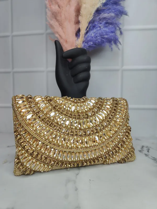 Brown_Stylish_Beaded_With_Embroidery_For_Weddings,_Parties,_And_Events_Envelope_Flap_Clutch_For_Women