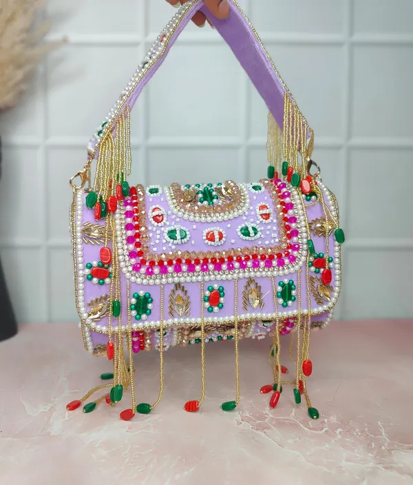 Multicolor_Colorful_Beaded_Embroidered_Handbag_With_Pearl_And_Gold_Chain_For_Wedding,_Party,_And_Traditional_Wear