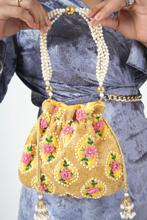 Yellow_Sunshine_Rose_Potli_Bag___Embroidered_Pearl_Handle_Clutch