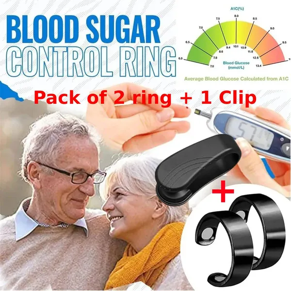Pack_Of_3_Blood_Sugar_Control_Ring_&_Li4_Acupressure_Point_Clip_Combo_Pack_2_Ring_&_1_Clip_Blood_Sugar_Control_Magnetic_Ring_with_Li4_Clip