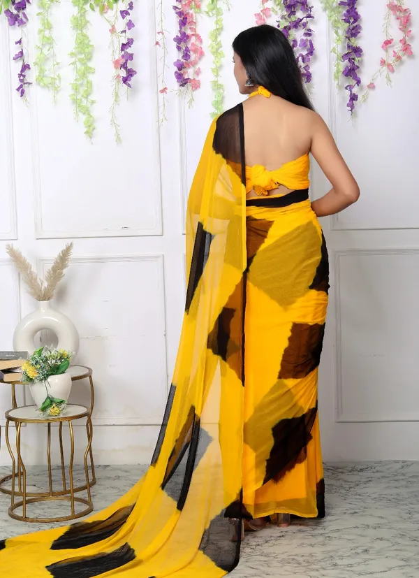 Black_Pure_Chiffon_Trendy_Checked_Leheriya_Chiffon_Sarees_For_Women