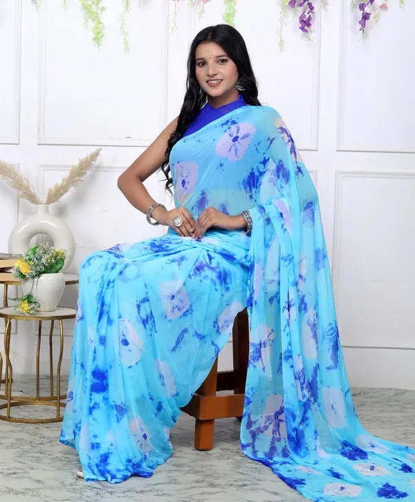 Blue_Bandhani_Printed_Chiffon_Printed_Blue_Sarees_For_Women