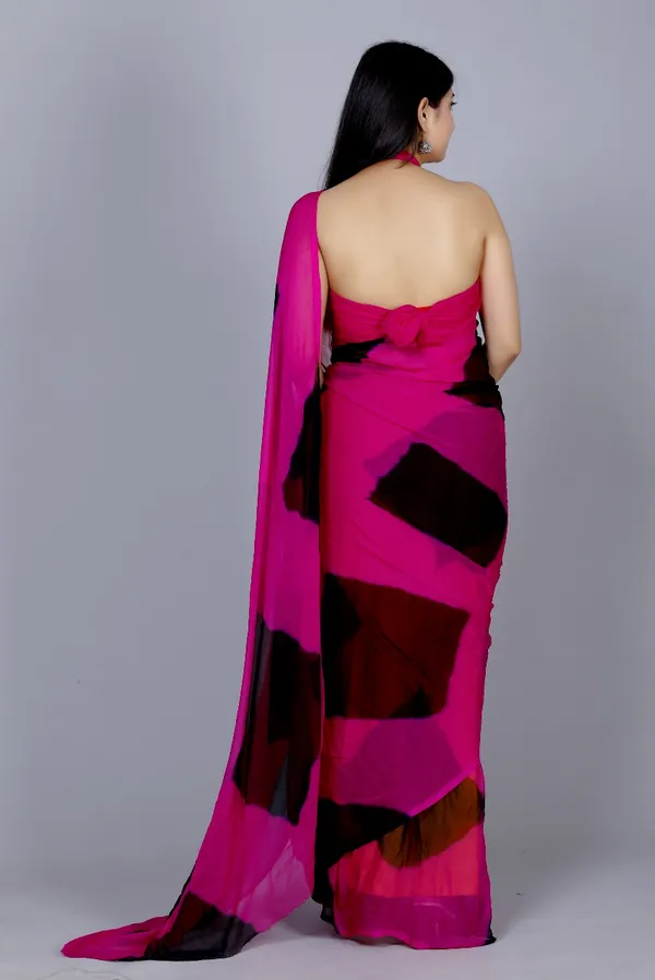 Black_Pure_Chiffon_Printed_Checked_Printed_Sarees_For_Women