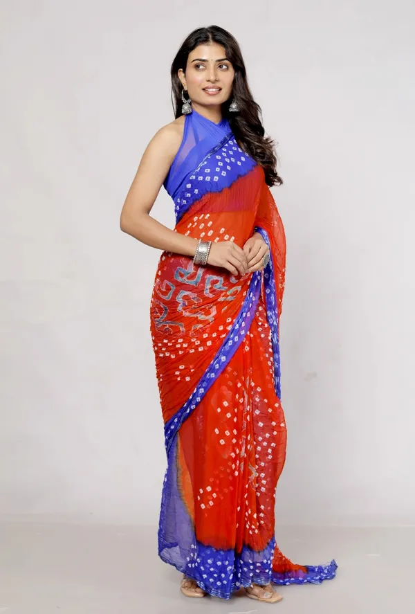 Orange_Chiffon_Printed_Saree_Bollywood_Designer_Stone_Printed_Sarees_For_Women