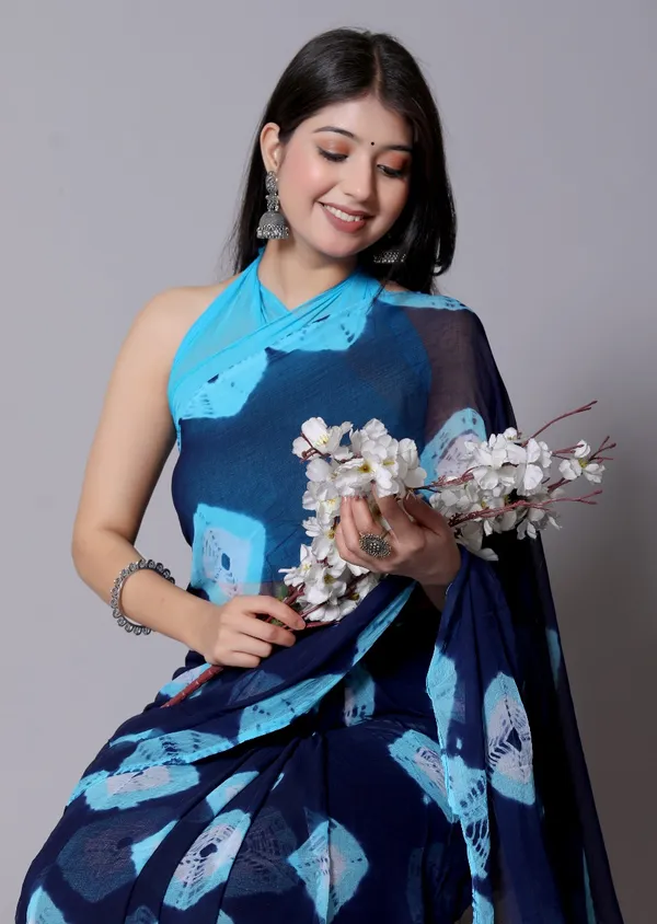 Blue_Pure_Chiffon_Trendy_Bandhini_Chiffon_Sarees_For_Women