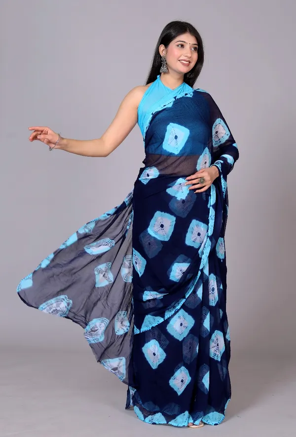 Blue_Pure_Chiffon_Trendy_Bandhini_Chiffon_Sarees_For_Women