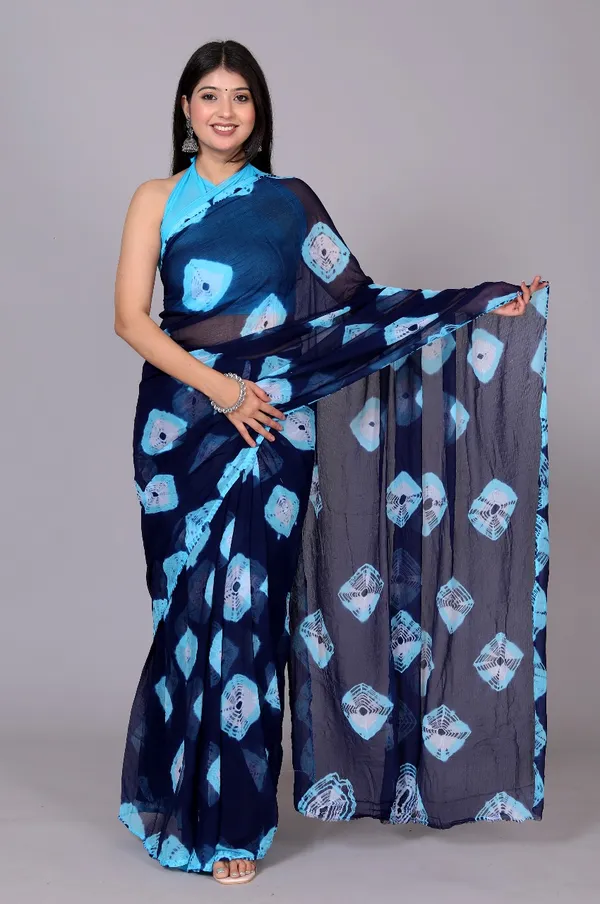 Blue_Pure_Chiffon_Trendy_Bandhini_Chiffon_Sarees_For_Women