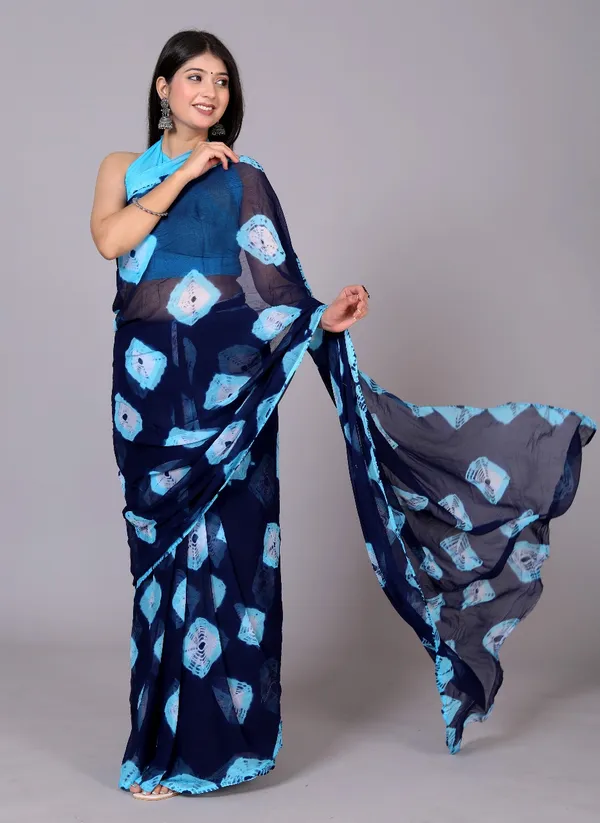 Blue_Pure_Chiffon_Trendy_Bandhini_Chiffon_Sarees_For_Women